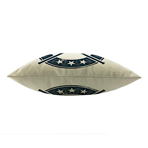 Mugod Lacrosse Throw Pillow Vintage Stamp Pattern Helmet Lacrosse Sticks Star Navy Blue Cotton Linen Square Cushion Cover Standard Pillowcase 18x18 Inch for Home Decorative Bedroom/Living Room/Car