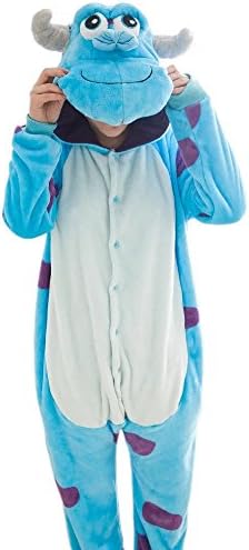 Unisex Monster One Piece Animal Onesie Pajama Cosplay Costumes with Tail Blue