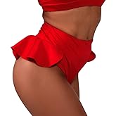 Women's Ruffle High Waisted Yoga Shorts Booty Hot Panties Butt Lifting Short Workout Gym Dance Shorts Clubwear