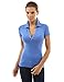 PattyBoutik Women V Neck Short Sleeve Polo Shirt (Blue Large)