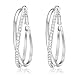 Gemini Ladies Jewelry Platinum White Gold Plated Big Round Hoop Crystal Pierce Earring Sz 4cm Silver