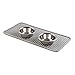 mDesign Premium Quality Pet Food and Water Bowl Feeding Mat for Cats and Kittens - Waterproof Non-Slip Durable Silicone Placemat - Raised Edges, Food Safe, Non-Toxic - Small - Gray