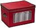 Household Essentials 540RED Holiday China Storage Chest with Lid and Handles, Cocktail Glasses and Red Canvas with Green Trim