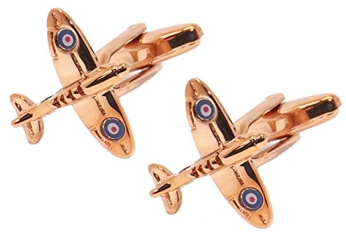 Rose Gold British WW2 Spitfire War Plane Aeroplane Cuff Links - CUFFLINKS.DIRECT