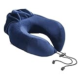 Kingta U Shape Portable Memory Foam Travel Pillow,Ergonomic and Washable Cover,Best for Camping,Studying,Traveling and Working (Dark Blue)