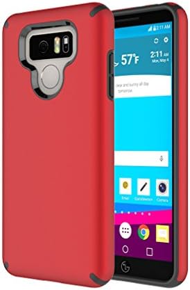 Mibim LG G6 Case Shock Absorption Hybrid Dual Layer PC &amp; TPU Protective Cover Case for LG G6 (Red)