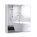 Tangkula Mirrored Medicine Cabinet, Bathroom Wall Hanging Cabinet with Double Mirrored Doors & Adjustable Shelf, Wall-Mounted Bathroom Storage Organizer, White, 24.5 x 4.5 x 25.5 Inches