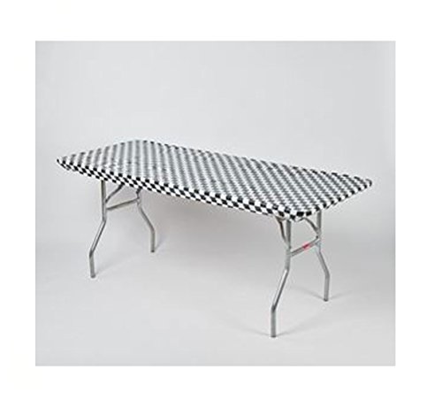 Kwik Covers 30" x 72" Black/White Check Fitted Table Cover - single