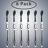 HYGENE 6 Pack Activated Charcoal Toothbrush [ULTRA SOFT] Medium Slim Head Teeth Whitening Tooth Brush By Hygene. Non-Abrasive, Removes Plaque, Kills Bad Breath And Gentle To The Gum.