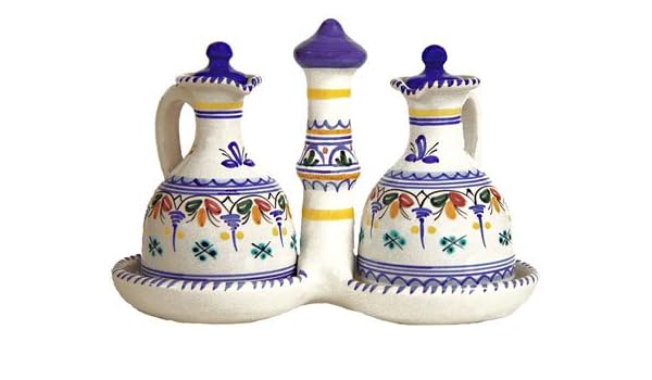Amazon Com Ceramic Oil Vinegar Set From Spain Cruets Kitchen