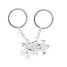 Meiligo Fashion 2 Pcs Mother Couples Gift Alloy her one his only Puzzle Tag Key Chain Jewelry Best Friends Letter Pendant Double Heart Matching Engraved Necklace Set