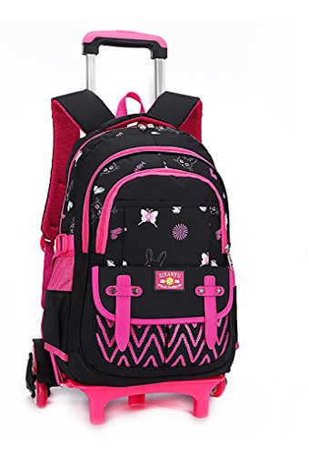 Meetbelify Kids Rolling Backpacks Luggage Six Wheels Unisex Trolley School Bags Climbing stairs Black