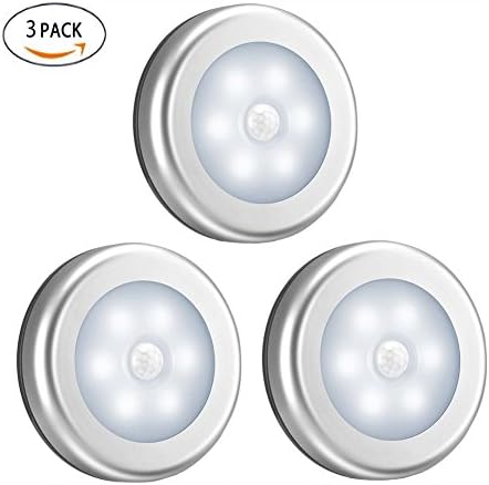 Motion Sensor Nightlight 6 LED Light Motion-sensing Battery Powered Round 6 Bulbs Magnetic Stick-up Anywhere for Closet Entrance Cabinet Hallway Stair Basement