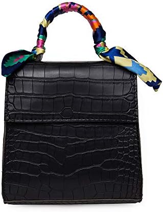 Yovoni Women's Scarf Decorated Crocodile Pattern Slingbag