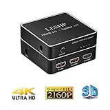 LESHP 1x2 HDMI Switch Splitter, 1 in 2 out Repeater Amplifier Box Hub with Power Adapter, Support 3D & Full Ultra HD 4K/2K, Capable for PS4 Xbox STB Desktop Blu-ray Player