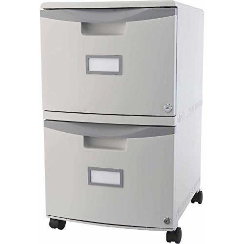 Storex 2-Drawer Mobile File Cabinet With Lock and Casters, Legal/Letter, Drop Ship Approved Packing (Gray/Gray)