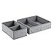 mDesign Soft Fabric Dresser Drawer and Closet Storage Organizer Set for Child/Kids Room, Nursery, Playroom, Bedroom - Rectangular Organizer Bins with Textured Print - Set of 2 - Gray