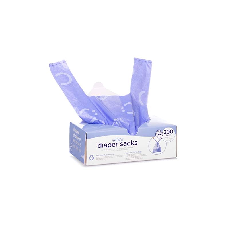 Ubbi Disposable Diaper Sacks, Lavender Scented, Easy-To-Tie Tabs, Diaper Disposal or Pet Waste Bags, 200 Count