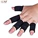 Finger Sleeves Support by Luniquz, Thumb Splint Brace for Arthritis Breathable Elastic Finger Tape for Basketball, Tennis,Baseball, Cricket, Volleyball, Badminton, Boating /Black
