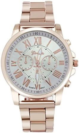Clearance Watch!!! Daoroka Roman Number Geneva Stainless Steel Quartz Sports Dial Wrist Analog Wristwatch (C)