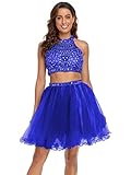 Two Piece Homecoming Dresses Tulle Halter Short