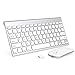 seenda Wireless Keyboard and Mouse Set, Ultra Thin Small Rechargeable Keyboard and Mouse with Long Battery Life for Windows, Silver and White