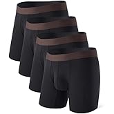 DAVID ARCHY Mens Boxer Briefs Rayon Made From Bamboo Breathable Soft Underwear Support Pouch Underwear for Men 4 Pack