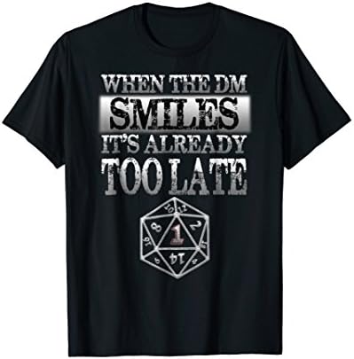 Mens Dragons "When DM Smiles It's Too Late" Dungeons &amp; DM T-shirt 2XL Black