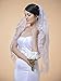 Remedios 2T Tulle Fingertip Length Wedding Veil with Embroidered Hem, White