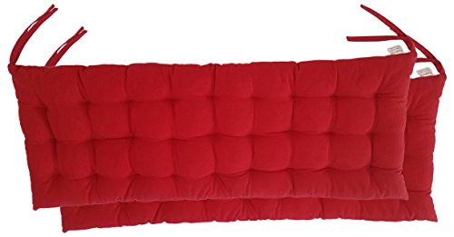 Cottone 100% Cotton Bench Pads w/Ties (Set of 2) | 42” x 16”| Extra-Comfortable & Soft Bench ...
