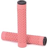 ODI Cult X Vans Flangeless Grips, 143mm, Pink | ODI Cult x Vans Flangeless Waffle Grips - Pink Rubber Bicycle Handlebar
