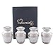 Elegant Pearl White & Silver Cremation Urn - Solid Brass Everlasting Love Cremation Urn - Premium Quality Silver Pearl White Cremation Urn for Human Ashes with Velvet Bag or Box (Set of 4 Keepsake)