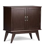 Simpli Home Draper Mid Century Low Storage Cabinet, Medium, Auburn Brown