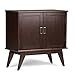 Simpli Home 3AXCDRP-05 Draper Solid Hardwood 32 inch wide Mid Century Modern Low Storage Cabinet in Medium Auburn Brown