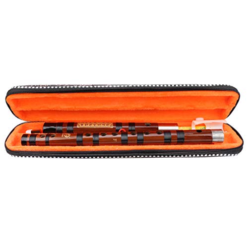 Bamboo Blowing Flute, F Key Dizi Chinese Bamboo Flute Traditional Handmade Bitter Bamboo Flute with Storage Case Playing Musical Instruments