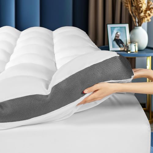 4 Inch Memory Foam Mattress Topper with 6"-18" Deep Pocket (King,78"x80") | 2000 GSM Filling Extra Thick Pillow Top for Back Pain,With Breathable Cover Design For Hot Sleeper,Like sleeping in the cloud