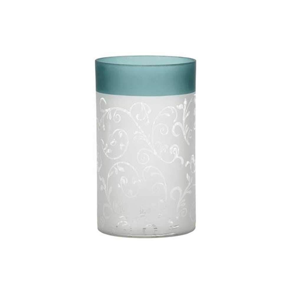 Yankee Candle 1521509 Teal Vine Candle Holder, Glass – Teal/White, 8 x 12 x 12 cm