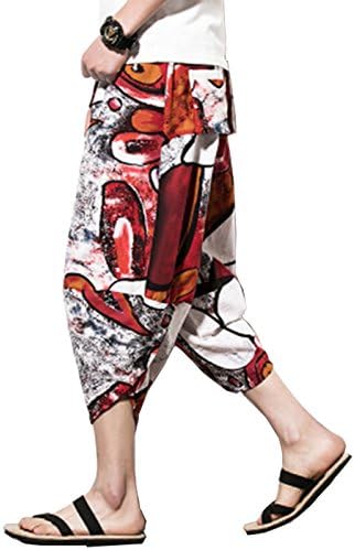 メンズ ズボン アラジン パンツ サルエルパンツ 花柄 正規激安 ポケット付け M 5xl スウェット 7分丈 夏 大きいサイズ ゆったり