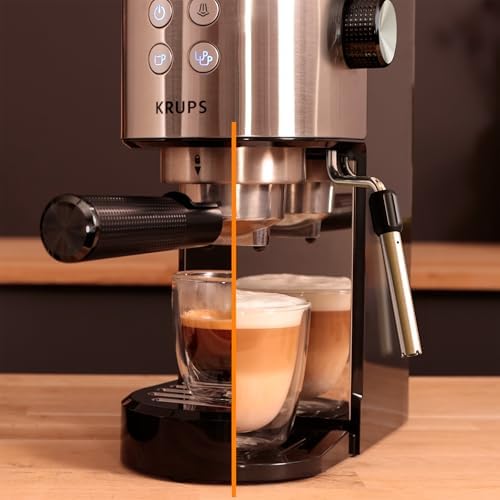 Virtuoso Essential Espresso-Siebträgermaschine, 15 bar, Edelstahl-Applikationen, schlankes Design, Bedienfeld mit 4 Funktionen, inkl. Barista-Zubehör, Edelstahl, XP441810