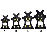 Isafish 10 Steel Studs Ice Cleats Ice & Snow Grips Over Shoe/Boot Traction Cleat Rubber Spikes Anti Easy Slip On S