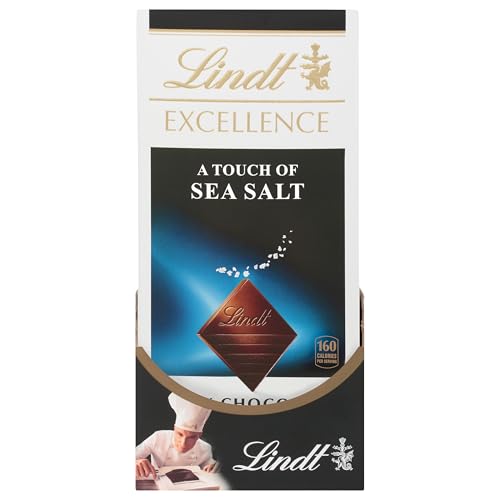 LINDT EXCELLENCE SEA SALT DARK CHOCOLATE BAR, DARK CHOCOLATE CANDY WITH A TOUCH OF SEA SALT, 3.5 OZ. BAR (12 PACK)