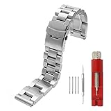 Heavy Strap 22 24 26mm Thick 6mm Brushed Solid Stainless Steel Watch Bands Double Locking Clasp Mens
