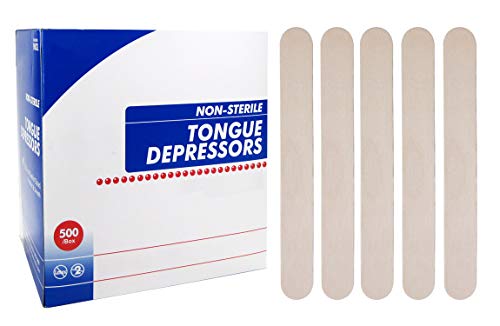 Dukal Tongue Depressors 5.5 inch. Pack of 500 Disposable Depressors for Juniors. Non-Sterile Wooden Tongue Depressors. Spatula for Waxing. Clean & Smooth. Single Use, Wooden Craft Sticks, 9001
