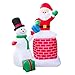 Holidayana Christmas Inflatable Giant 10 Ft. Santa Claus & Snowman Duo Christmas Inflatable Featuring Lighted Interior Inflatable Christmas Decoration with Built in Fan and Anchor Ropes