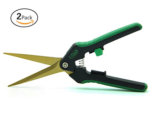 LDK 2 Pack Gardening Hand Pruner Pruning Snip for Flower, Great Garden Trimming Scissors with Straight Tip Titanium Stainless Steel Blades, 7.5-Inch