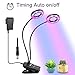 Grow Light Lamp with Timing Auto Work and Dimming Function,Muizlux Dual Head 40LED Grow Lamp Bulbs Adjustable Gooseneck for Indoor Plants Hydroponics Greenhouse Gardening [2018 Upgraded]