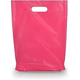 MMSBAGS 1000 Retail Plastic Merchandise Bags, Die Cut Handles, Strong, Tear Resistent, different Sizes and Colors. Perfect for Retail Stores, Birthdays, Parties or Any Events. (Fuchsia, 9"x12")