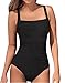 Upopby Women's Vintage Padded Push up One Piece Swimsuits Tummy Control Bathing Suits Plus Size Swimwear