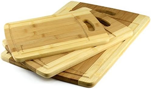 Organic Bamboo Cutting Board 3PC Set, Heim Concept Various Convenient Sizes Eco- Friendly Bamboo Premium Wood Chopping Board With Drip Groove by Heim Concept
