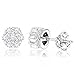 Sterling Silver Rhodium Plated Round Cubic Zirconia Cluster CZ Flower Stud Earrings